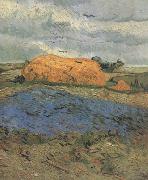 Vincent Van Gogh Haystacks under a Rainy Sky (nn04) USA oil painting artist